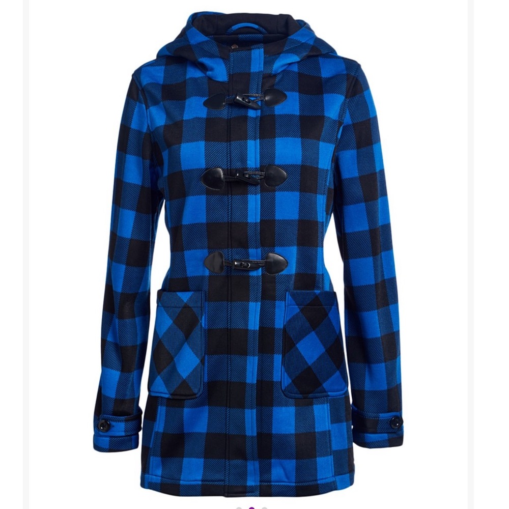 EUC Big Chill Royal & Black Buffalo Check Toggle Jacket